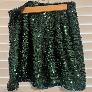 Leith Emerald Sequin Mini Skirt